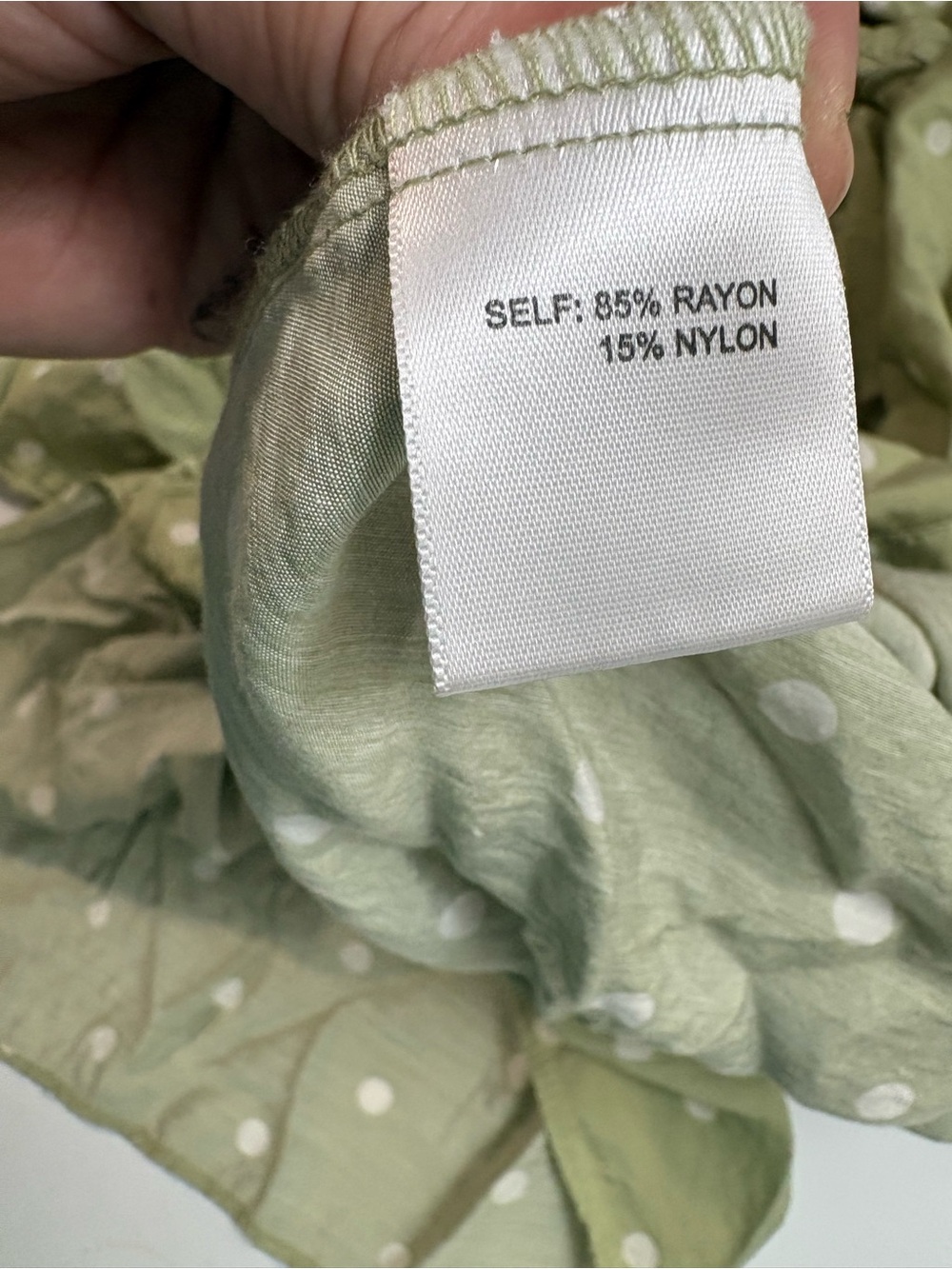 Rose & Olive Pale Sage Green Polka Dot Button-Front Blouse #boho-chic #festivals - Picture 10 of 13